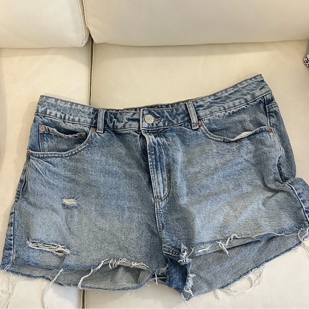 Garage Light Blue Distressed Denim Shorts